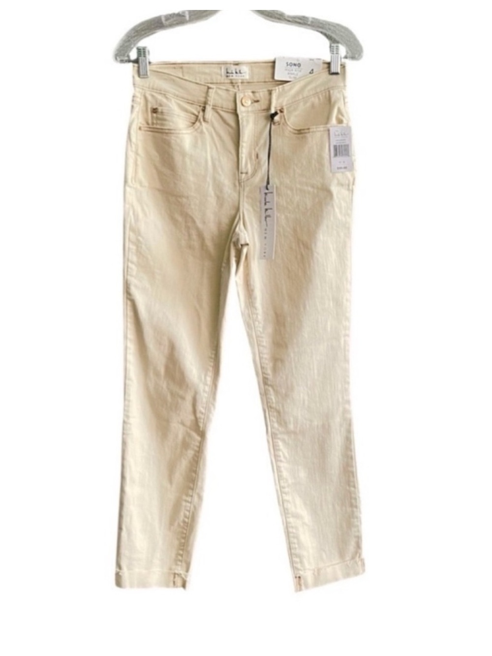 NEW Nicole Miller High Rise Jeans Slim Ankle Denim Winter White Cream Size 4
